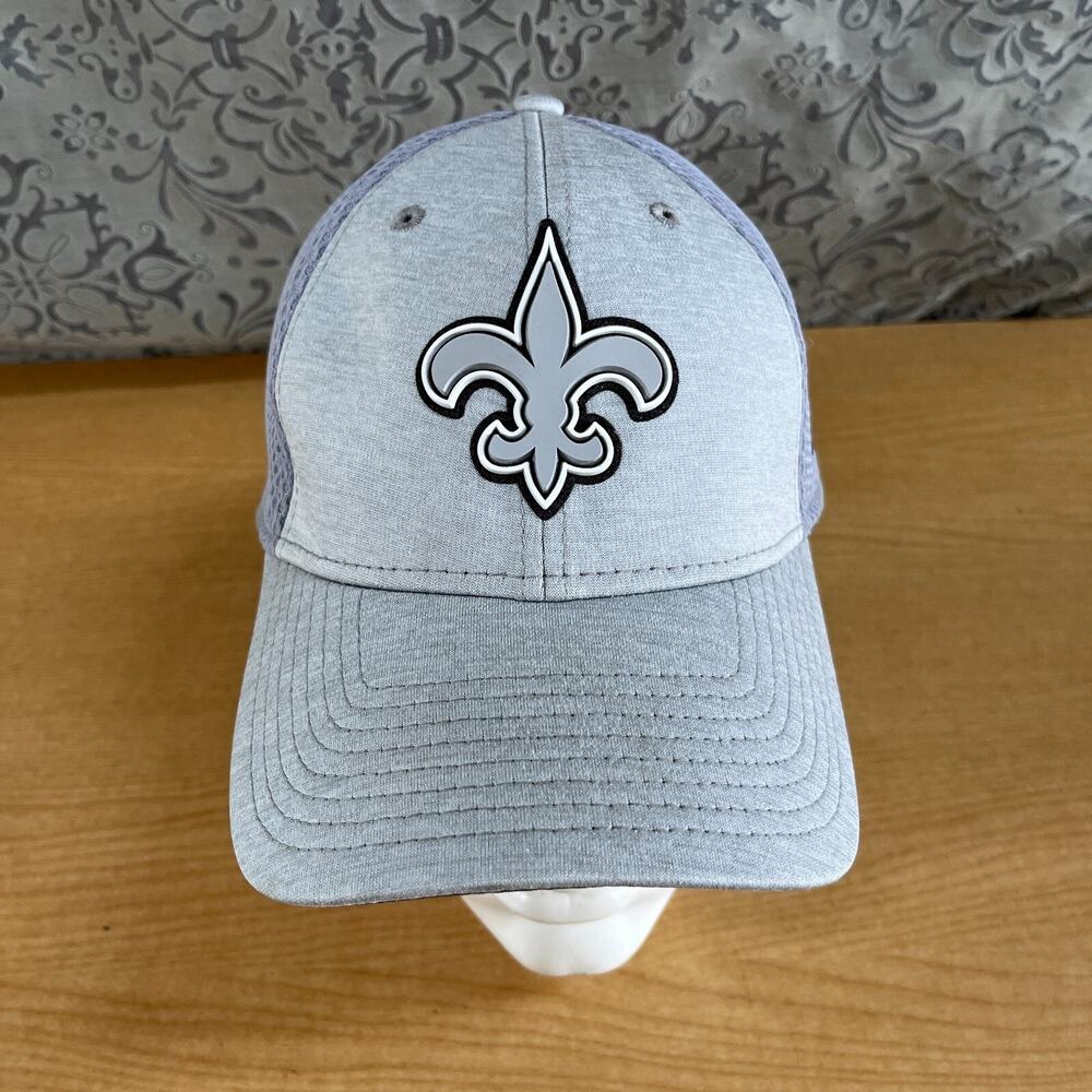 New Orleans Saints NFL NEW ERA 39THIRTY Rubber Front FLEX GRAY HAT Size M/L